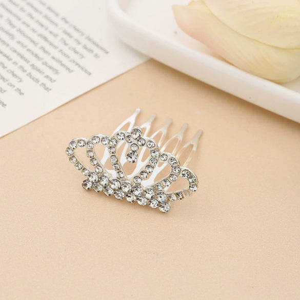 Children Princess Rhinestone Alloy Geometric Crown Comb Hair Accessories