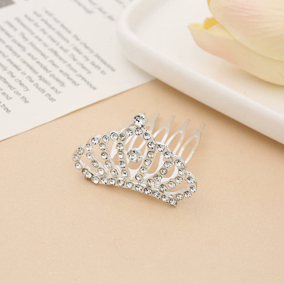 Children Princess Rhinestone Alloy Geometric Crown Comb Hair Accessories