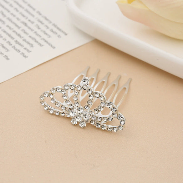 Children Princess Rhinestone Alloy Geometric Crown Comb Hair Accessories