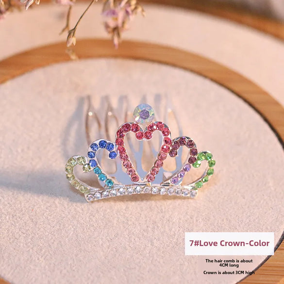 Children'S Crown Hairpin Baby Hair Comb Princess Crown Headdress Little Girl Birthday Rhinestone Crown Comb Hair Accessories