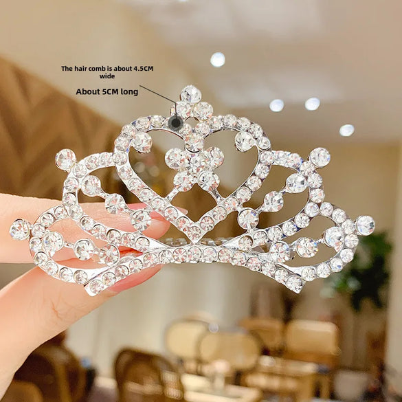 Children'S Crown Hairpin Baby Hair Comb Princess Crown Headdress Little Girl Birthday Rhinestone Crown Comb Hair Accessories