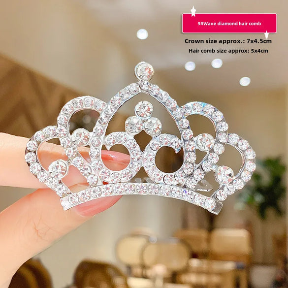 Children'S Crown Hairpin Baby Hair Comb Princess Crown Headdress Little Girl Birthday Rhinestone Crown Comb Hair Accessories