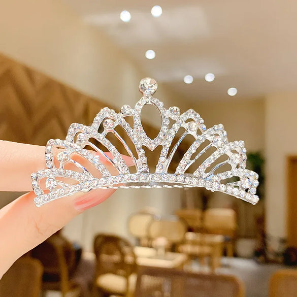 Children'S Crown Hairpin Baby Hair Comb Princess Crown Headdress Little Girl Birthday Rhinestone Crown Comb Hair Accessories