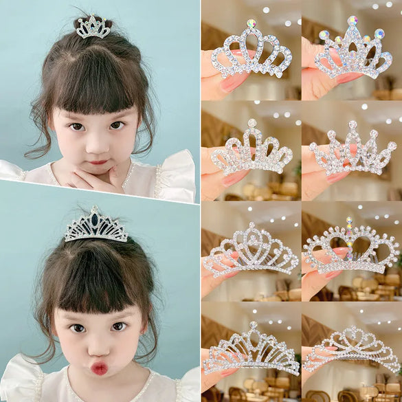 Children'S Crown Hairpin Baby Hair Comb Princess Crown Headdress Little Girl Birthday Rhinestone Crown Comb Hair Accessories