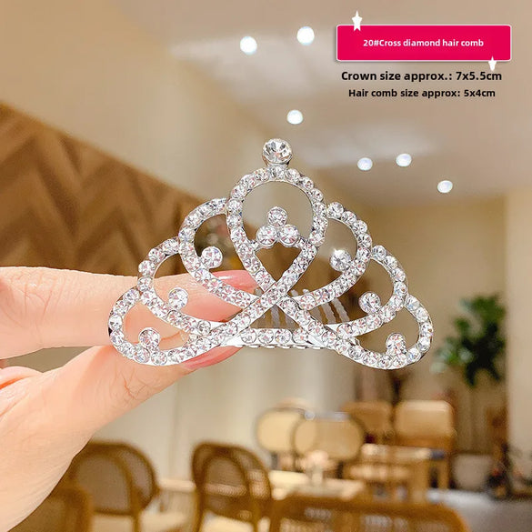 Children'S Crown Hairpin Baby Hair Comb Princess Crown Headdress Little Girl Birthday Rhinestone Crown Comb Hair Accessories