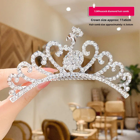 Children'S Crown Hairpin Baby Hair Comb Princess Crown Headdress Little Girl Birthday Rhinestone Crown Comb Hair Accessories