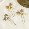 Children's And Women's Metal Handmade Ushaped Hairpin With Gold Leaf Crystal Pearl For Bridal Wedding Dress As Hair Accessories