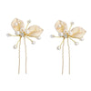 Children's And Women's Metal Handmade Ushaped Hairpin With Gold Leaf Crystal Pearl For Bridal Wedding Dress As Hair Accessories