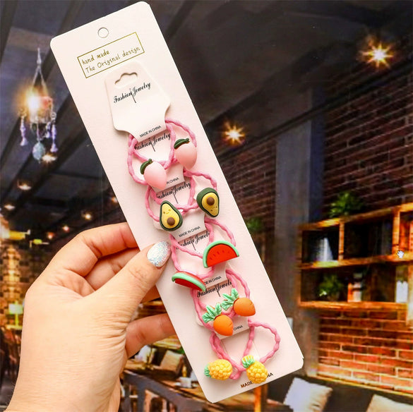 Children's Cartoon Flower Hair Tie Set With Soft Pottery Details Elastic Hair Bands And Cute Hair Accessories