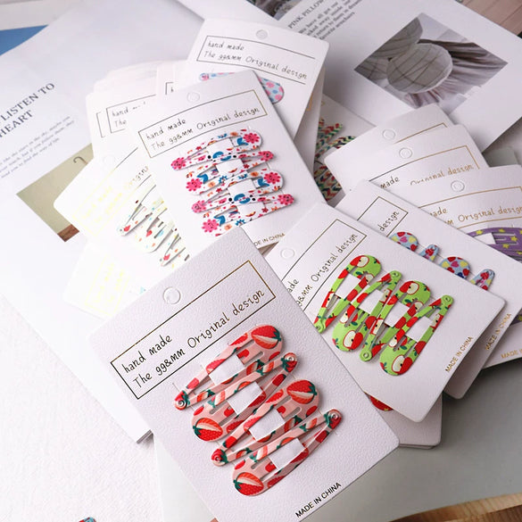 Children's Cartoon Fruit Bangs Clip Hair Accessories Headdress Bb Clip Side Clip Made Of Alloy Handmade 4 Piece Set