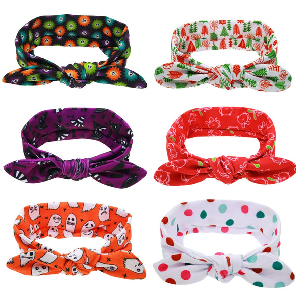Children's Cloth Handmade Headband Hair Accessories With Witch Skull Polka Dot And Cartoon Characters For Holiday Dress Up