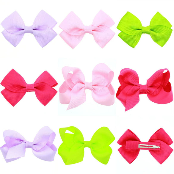 Children's Cloth Solid Color Bow Handmade Hair Clip Accessories