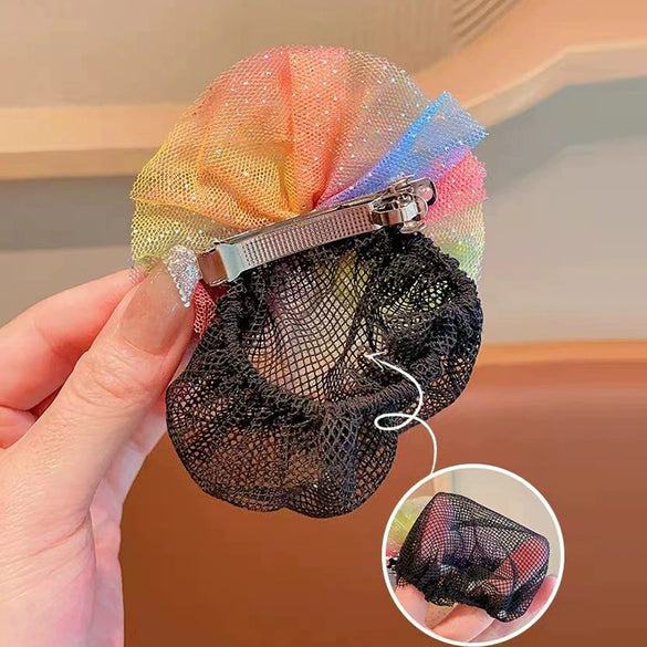 Children's Colorful Star Yarn Handmade Hair Net For Girls Ball Head Net Pocket Updo Artifact Invisible Hair Cover Little Girl's Headdress