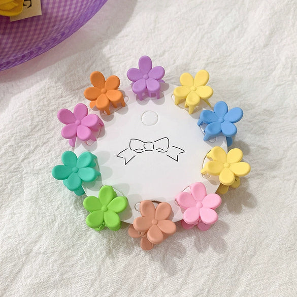 Children's Cute Mini Flower Crown Grip Hair Clip Colorful Cartoon Plastic Resin Hairpin For Baby Bangs And Broken Hair