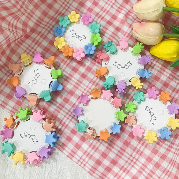 Children's Cute Mini Flower Crown Grip Hair Clip Colorful Cartoon Plastic Resin Hairpin For Baby Bangs And Broken Hair