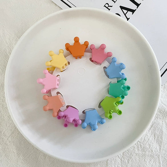 Children's Cute Mini Flower Crown Grip Hair Clip Colorful Cartoon Plastic Resin Hairpin For Baby Bangs And Broken Hair