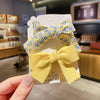 Children's Fabric Bow And Floral Duckbill Hair Clip Cute Princess Style Side Hairpin For Little Girls