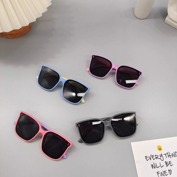 Children's Fashion Polarized Translucent Soft Rubber Box Shaped Sunglasses