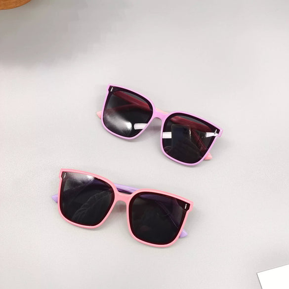 Children's Fashion Polarized Translucent Soft Rubber Box Shaped Sunglasses