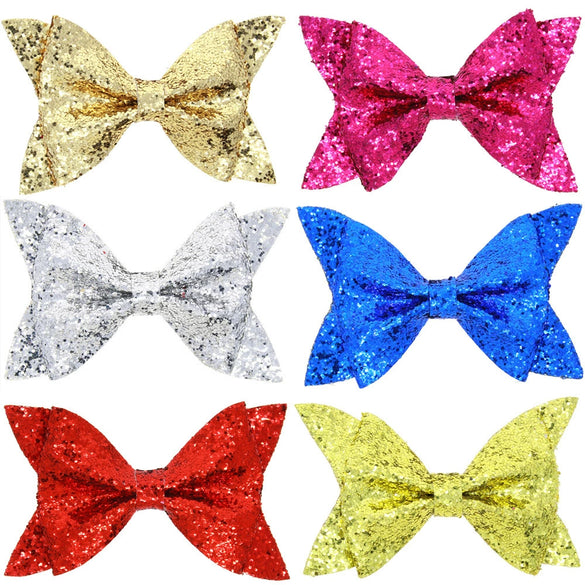 Children's Four Seasons Sequin Cloth Handmade Flower Solid Color Hairpin Big Bow Side Clip Headdress