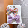 Children's Handmade Cloth Bow Duckbill Hair Clip Set Fresh Floral Macaron Color Side Hairpins Hair Accessories