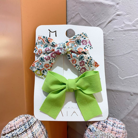 Children's Handmade Cloth Bow Duckbill Hair Clip Set Fresh Floral Macaron Color Side Hairpins Hair Accessories