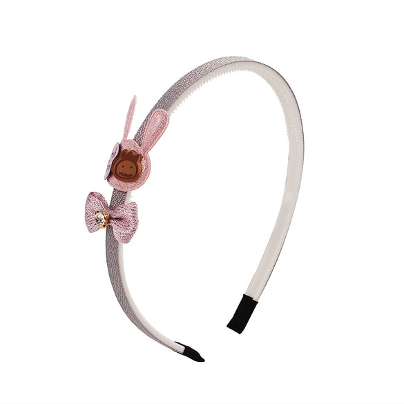 Children's Handmade Cloth Bow Headband With Cartoon Lace Design And Toothed Grip For Girls