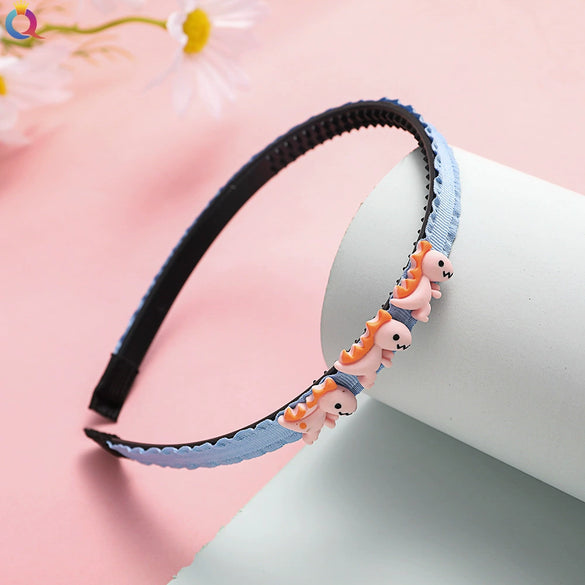 Children's Handmade Cloth Bow Headband With Cartoon Lace Design And Toothed Grip For Girls
