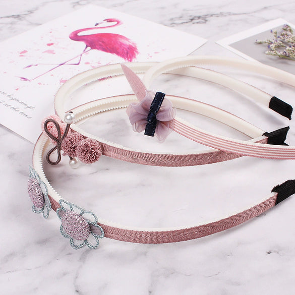 Children's Handmade Cloth Bow Headband With Cartoon Lace Design And Toothed Grip For Girls