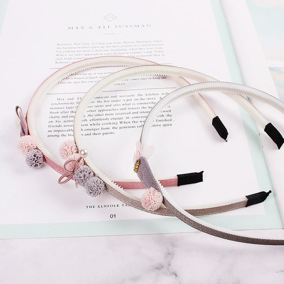 Children's Handmade Cloth Bow Headband With Cartoon Lace Design And Toothed Grip For Girls