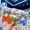 Children's Handmade Cloth Floral Bow Hairpin Set Macaron Color Side Press Clips Fresh Style Hair Accessories