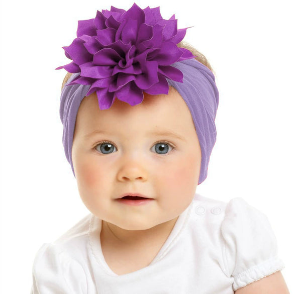 Children's Handmade Cloth Nylon Lotus Flower Elastic Headband