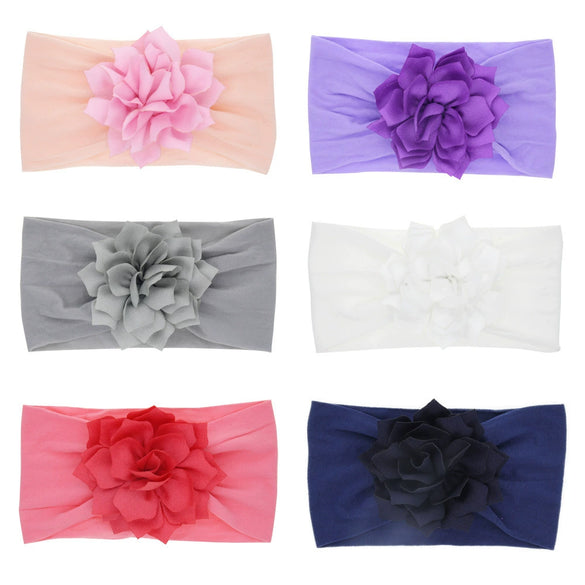 Children's Handmade Cloth Nylon Lotus Flower Elastic Headband