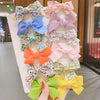Children's Handmade Fabric Bow Side Hair Clip Sweet Pastoral Princess Style Girl Hair Accessories Two Piece Set
