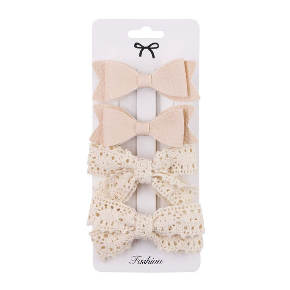 Children's Handmade Fabric Floral Bow Hair Clip Set Simple Fresh Baby Hair Accessories Right Side Hairpins