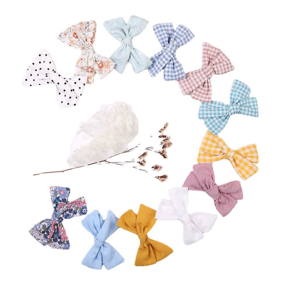 Children's Handmade Fabric Floral Bow Hair Clip Set Simple Fresh Baby Hair Accessories Right Side Hairpins