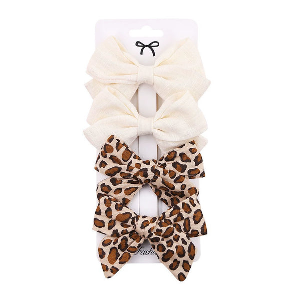Children's Handmade Fabric Floral Bow Hair Clip Set Simple Fresh Baby Hair Accessories Right Side Hairpins
