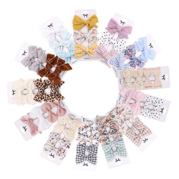 Children's Handmade Fabric Floral Bow Hair Clip Set Simple Fresh Baby Hair Accessories Right Side Hairpins