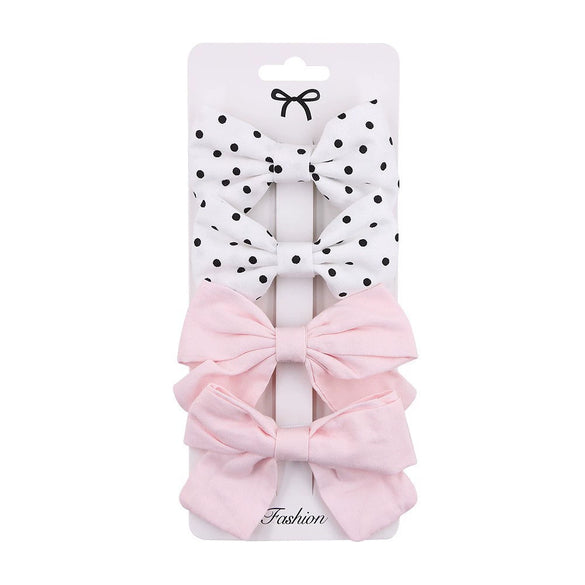 Children's Handmade Fabric Floral Bow Hair Clip Set Simple Fresh Baby Hair Accessories Right Side Hairpins