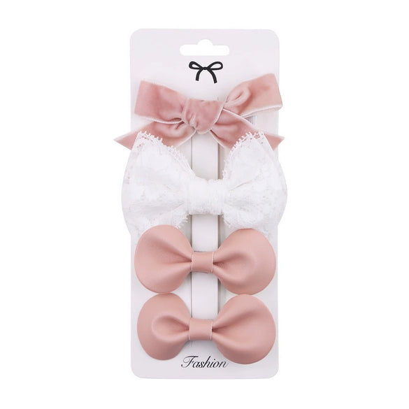 Children's Handmade Fabric Floral Bow Hair Clip Set Simple Fresh Baby Hair Accessories Right Side Hairpins