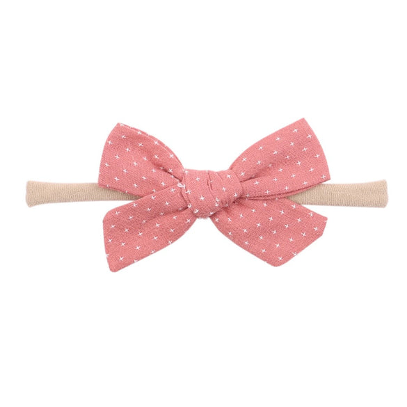 Children's Handmade Nylon Fabric Bow Plaid Hair Band Set Soft Elastic Bow Hair Rope Headdress Accessories