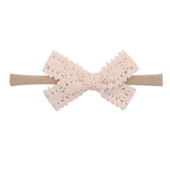 Children's Handmade Nylon Fabric Bow Plaid Hair Band Set Soft Elastic Bow Hair Rope Headdress Accessories