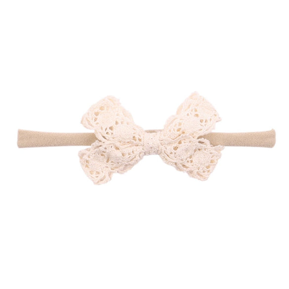 Children's Handmade Nylon Fabric Bow Plaid Hair Band Set Soft Elastic Bow Hair Rope Headdress Accessories