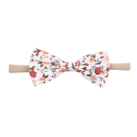 Children's Handmade Nylon Fabric Bow Plaid Hair Band Set Soft Elastic Bow Hair Rope Headdress Accessories