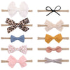 Children's Handmade Nylon Fabric Bow Plaid Hair Band Set Soft Elastic Bow Hair Rope Headdress Accessories