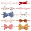 Children's Handmade Nylon Fabric Bow Plaid Hair Band Set Soft Elastic Bow Hair Rope Headdress Accessories