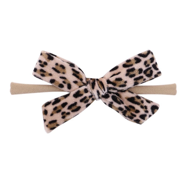 Children's Handmade Nylon Fabric Bow Plaid Hair Band Set Soft Elastic Bow Hair Rope Headdress Accessories