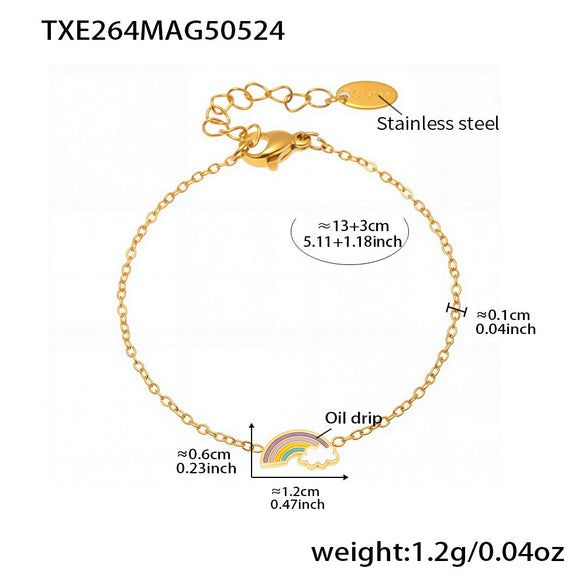 Children's Jewelry Set Ferris Wheel Rainbow Oil Drop Pendant Stainless Steel And Titanium Steel Electroplated For Women