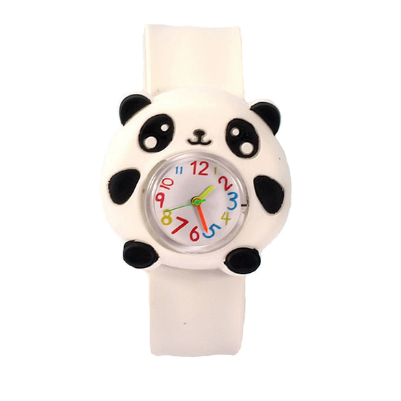 Children's Plastic Rubber Watch Fashion Creative Round Dial Cartoon Pattern Quartz Watch
