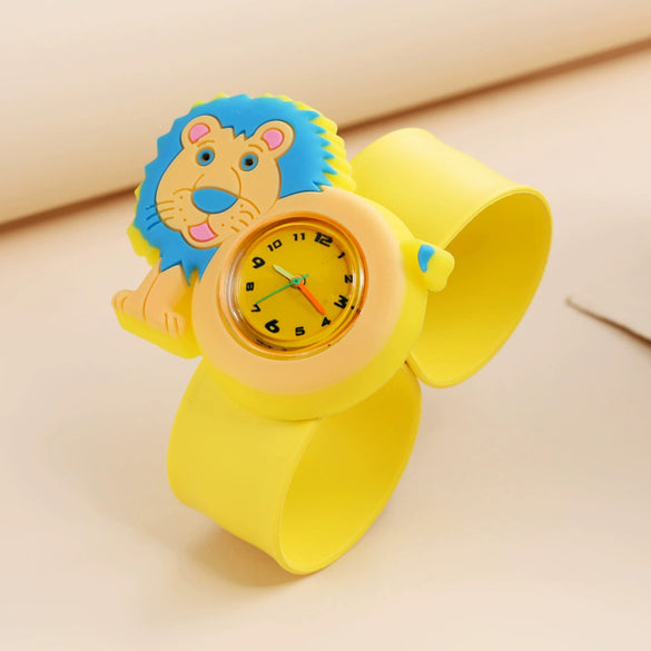 Children's Plastic Rubber Watch Fashion Creative Round Dial Cartoon Pattern Quartz Watch